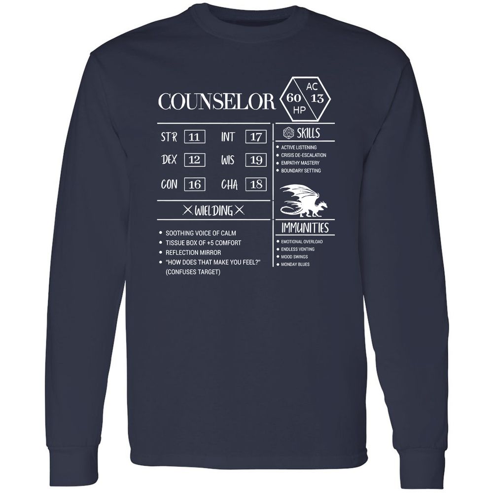 Counselor New Long Sleeve T-Shirt - Navy - 2