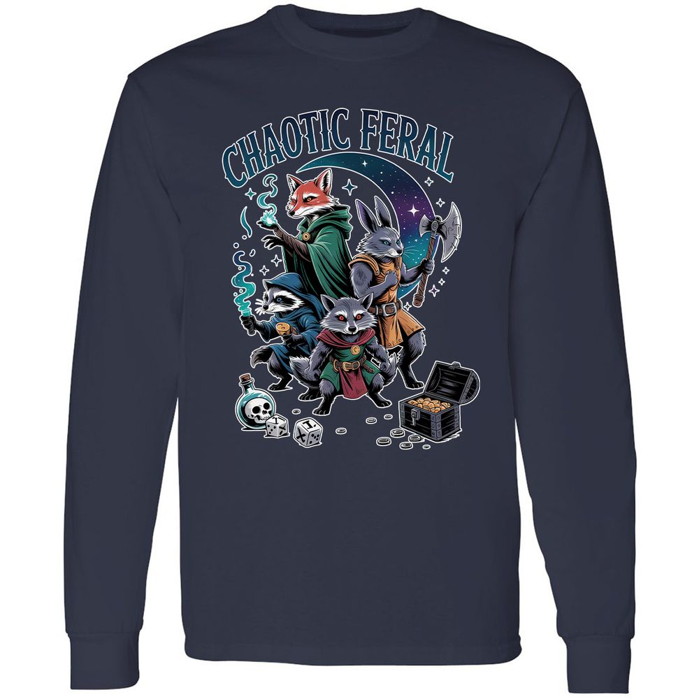 Chaotic Feral Long Sleeve T-Shirt - Navy - 2