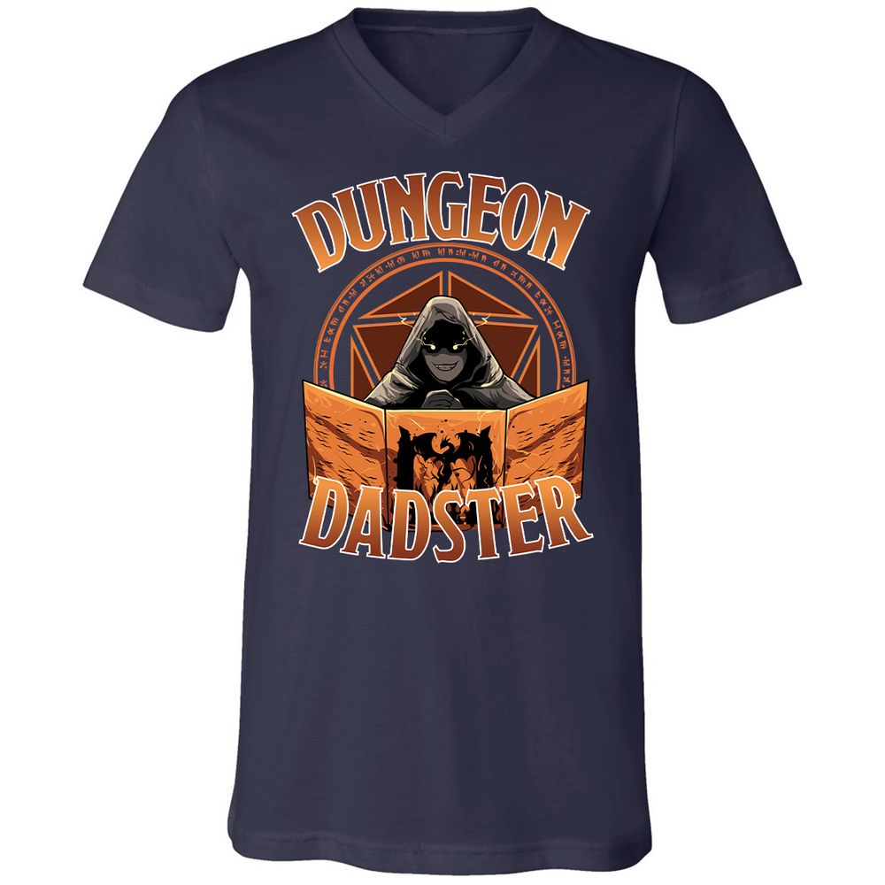 Dungeon Dadster Unisex V-Neck T-Shirt - Navy - 2