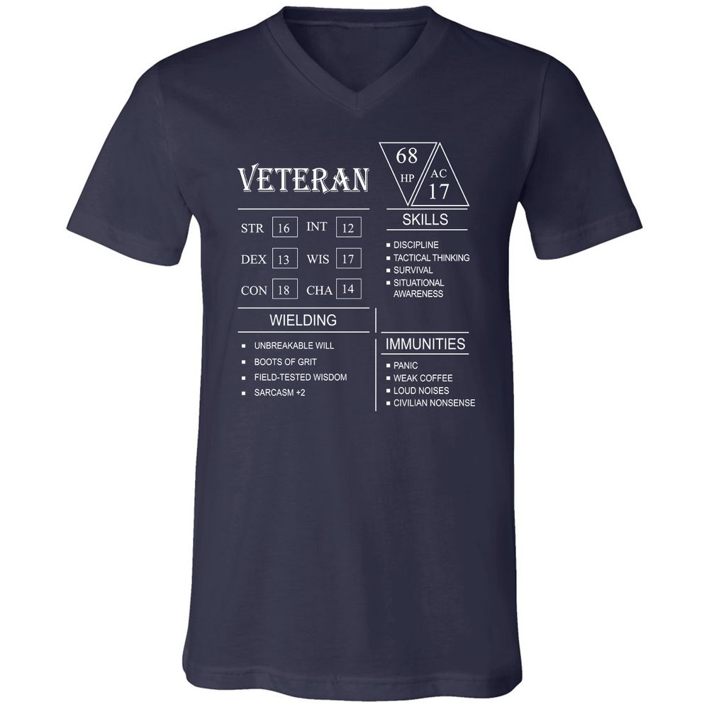Veteran New Unisex V-Neck T-Shirt - Navy - 2