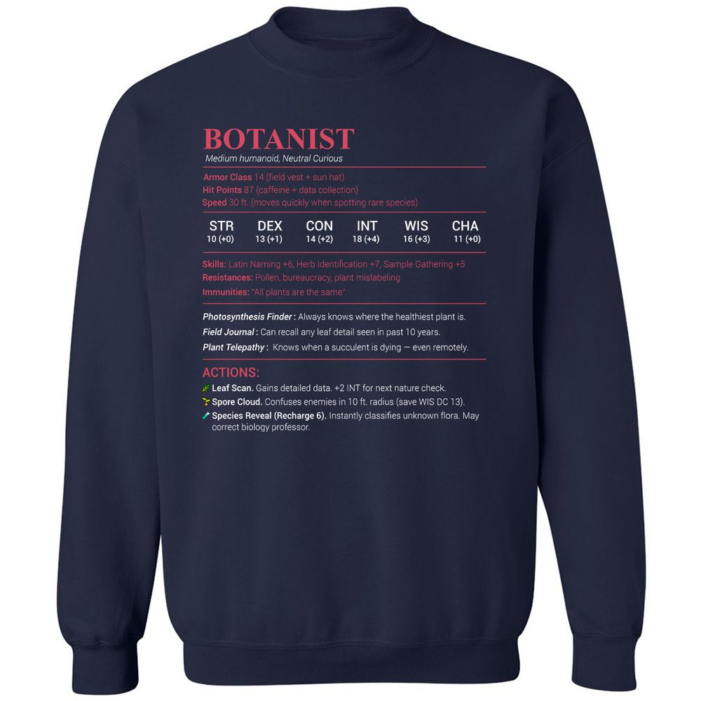 Botanist Stats Classic Unisex Sweatshirt - Navy - 2