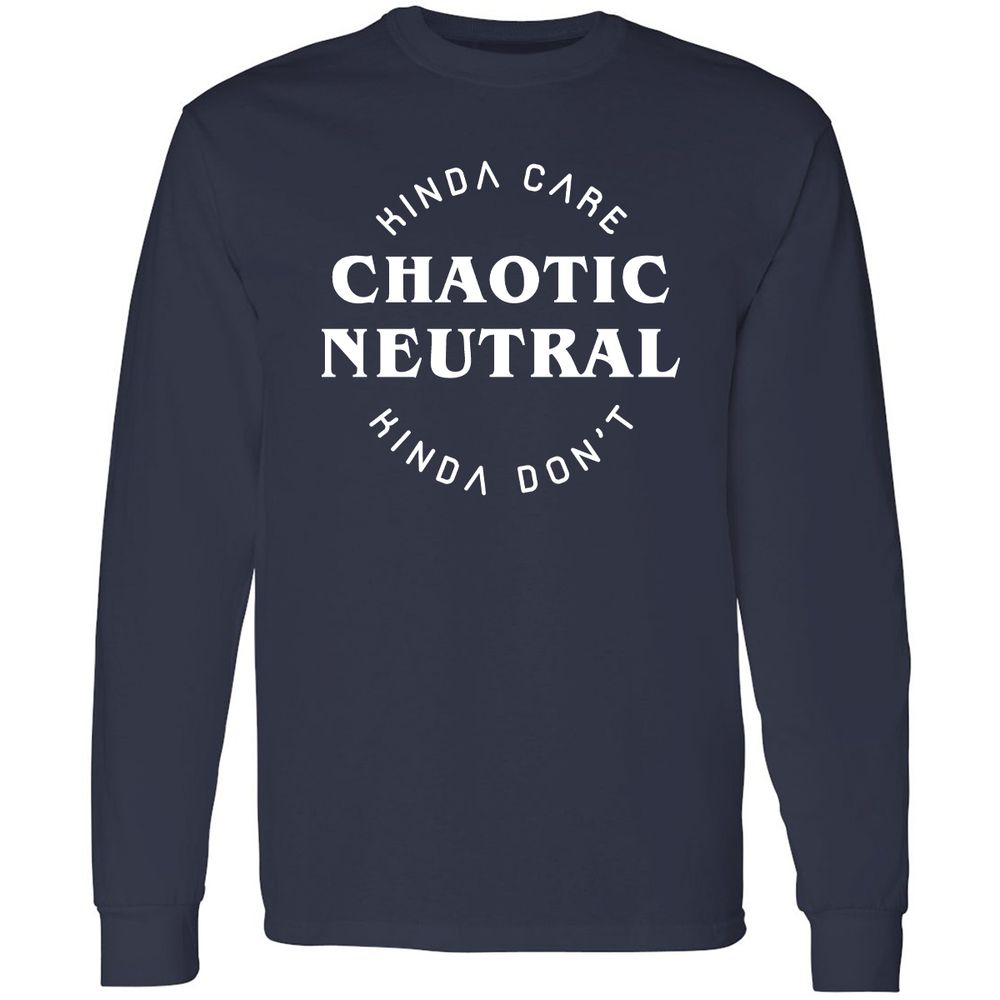 Chaotic Neutral Long Sleeve T-Shirt - Navy - 2