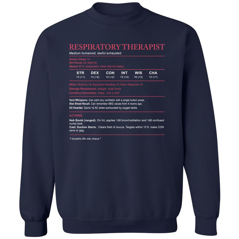 Respiratory Therapist Classic Unisex Sweatshirt - Navy - 2