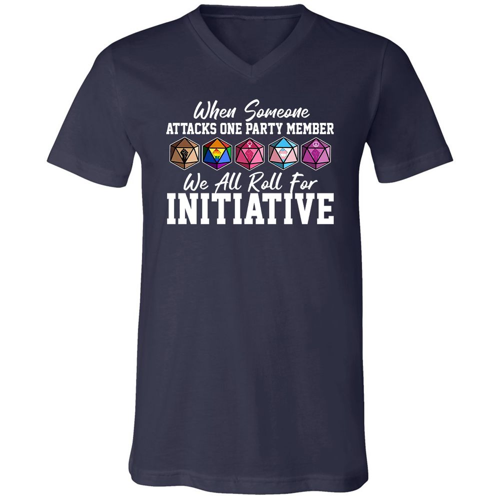 LGBT Roll For Initiative Unisex V-Neck T-Shirt - Navy - 2