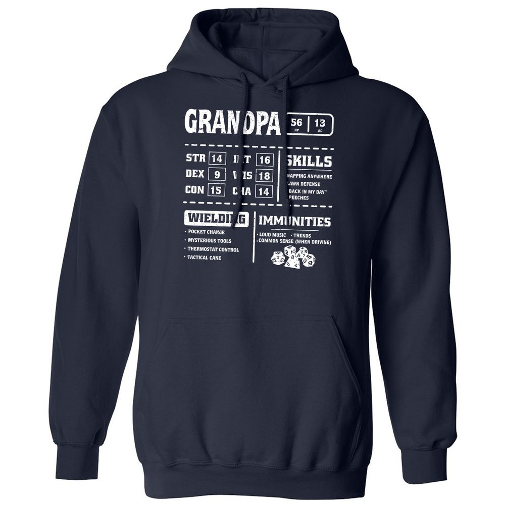 Grandpa Stats 2 Classic Unisex Hoodie - Navy - 2