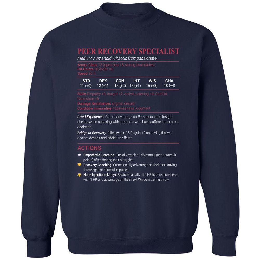 Peer Recovery Specialist Classic Unisex Sweatshirt - Navy - 2