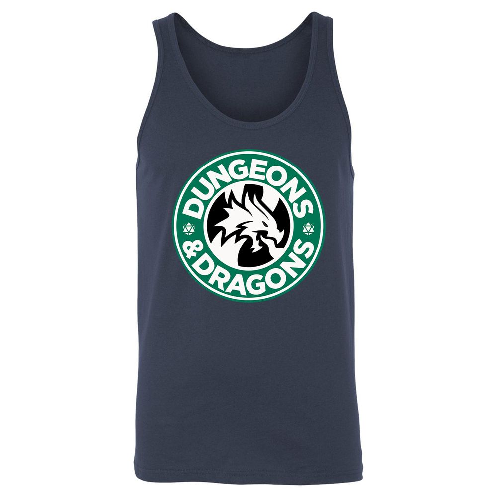D&D Coffee Unisex Jersey Tank - Navy - 2