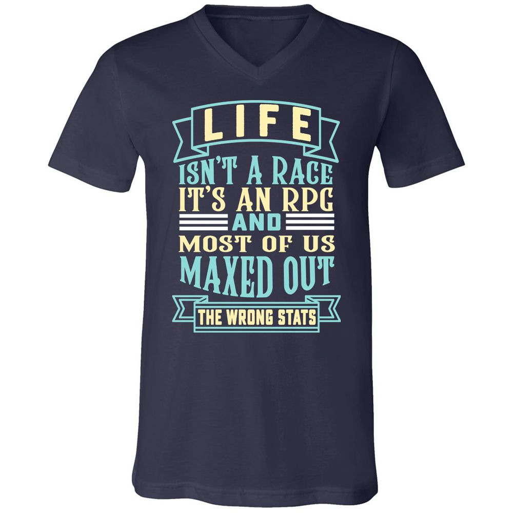 Life Is A RPG Unisex V-Neck T-Shirt - Navy - 2