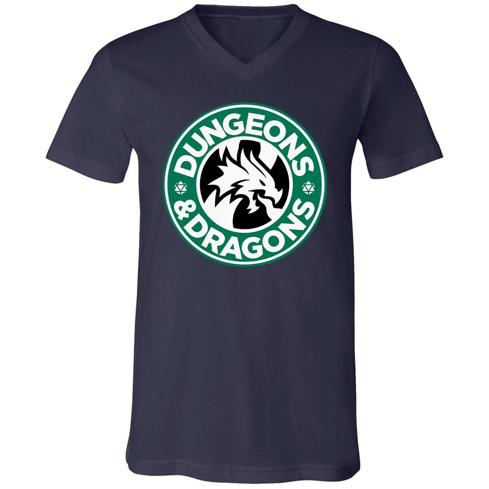 D&D Coffee Unisex V-Neck T-Shirt - Navy - 2