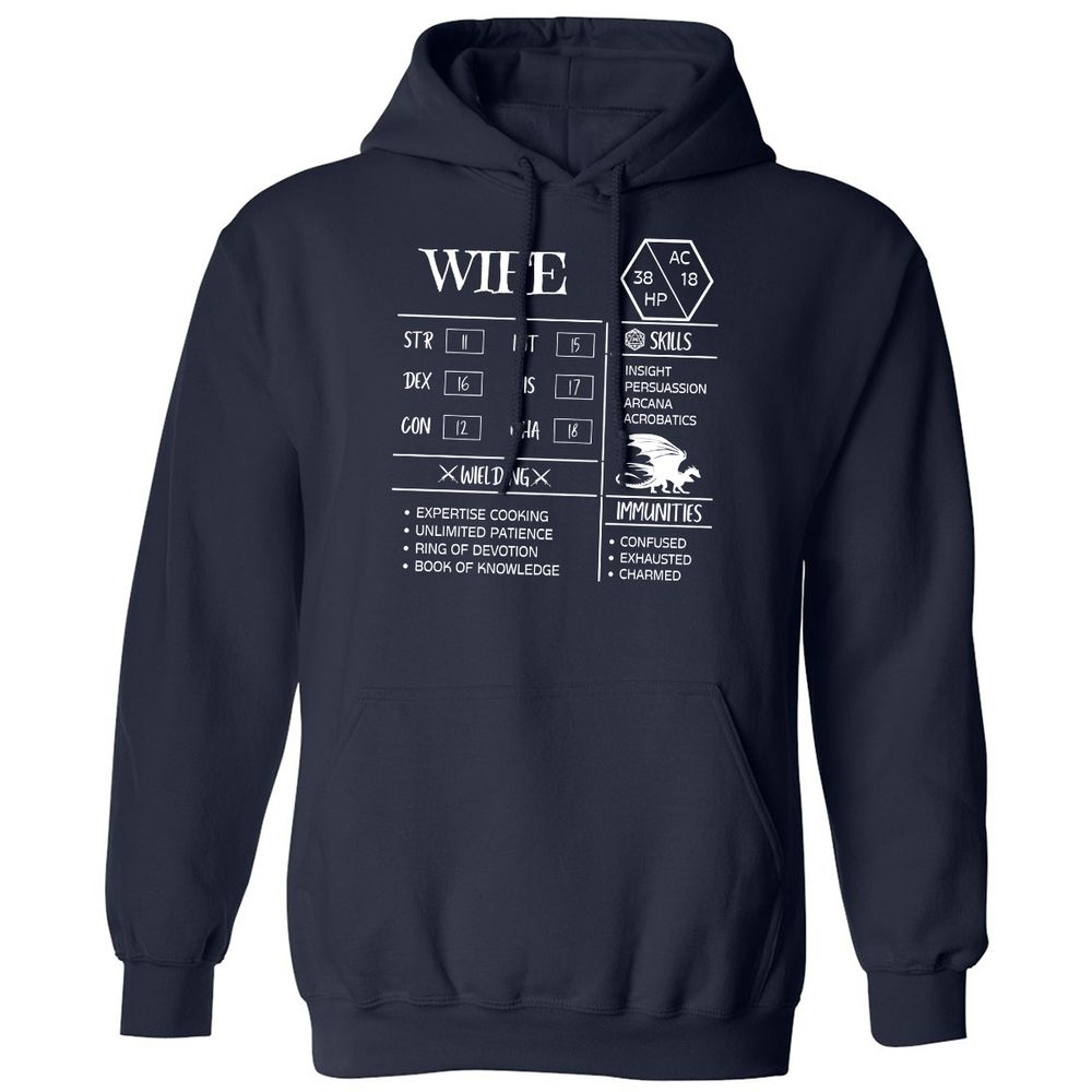 Wife Stats 2 Classic Unisex Hoodie - Navy - 2
