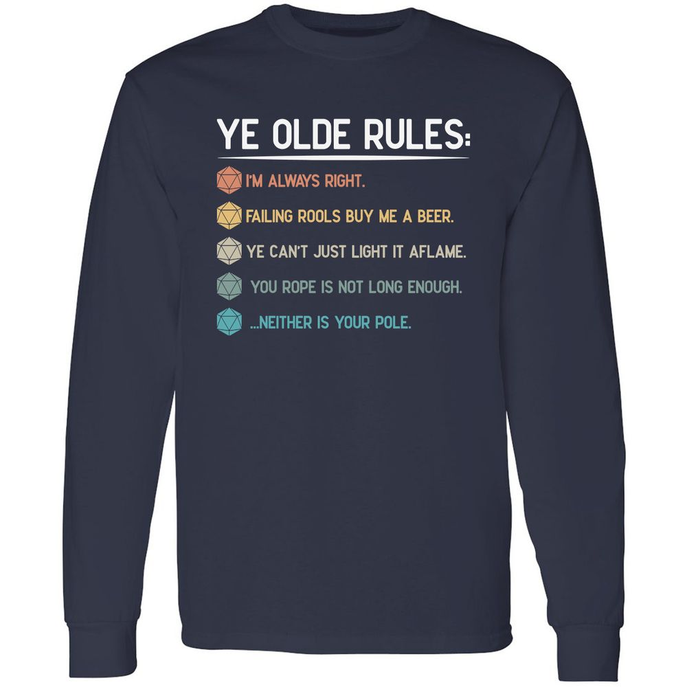 Dungeon Master Rules – Ye Olde RPG Long Sleeve T-Shirt - Navy - 2
