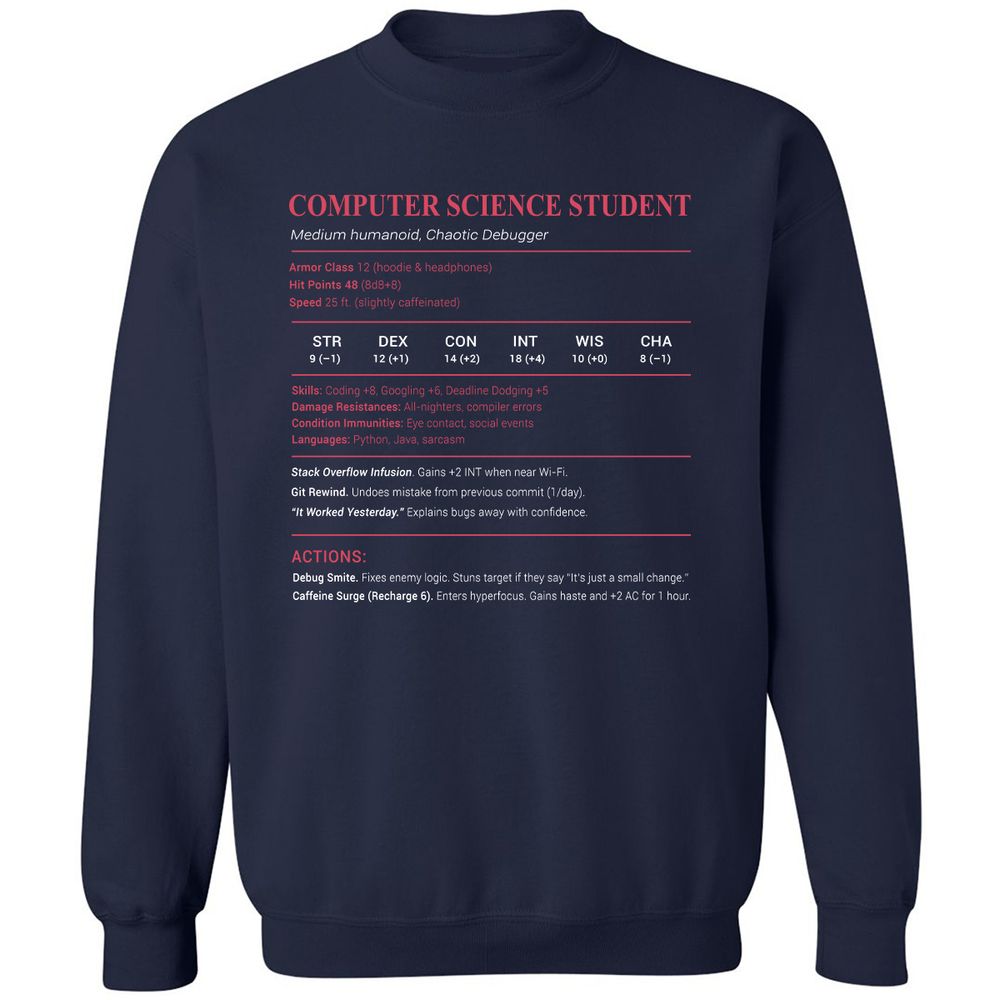 Computer Science Student Classic Unisex Sweatshirt - Navy - 2
