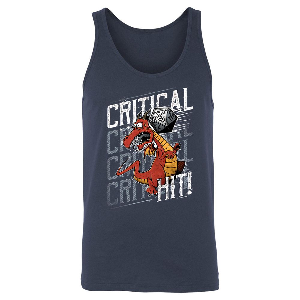 Funny Dragon Critical Hit Unisex Jersey Tank - Navy - 2