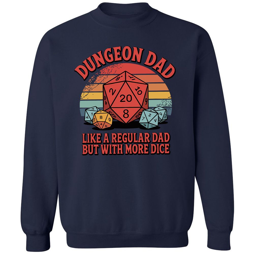 Dungeon Dad With More Dice Classic Unisex Sweatshirt - Navy - 2