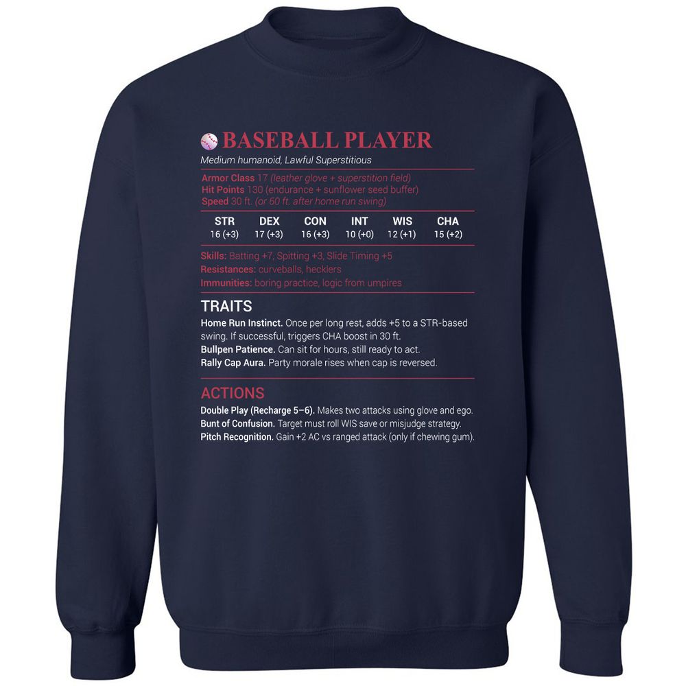 Baseball Player Classic Unisex Sweatshirt - Navy - 2