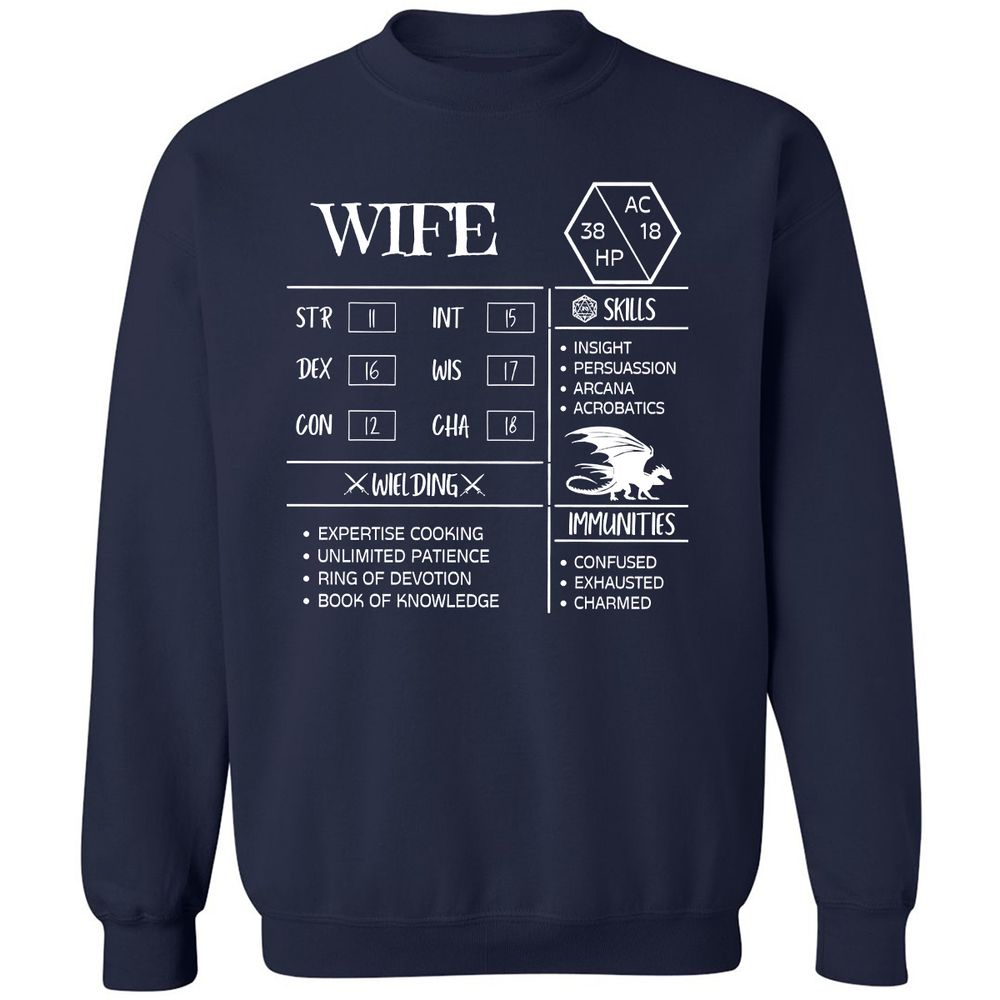 Wife Stats 2 Classic Unisex Sweatshirt - Navy - 2
