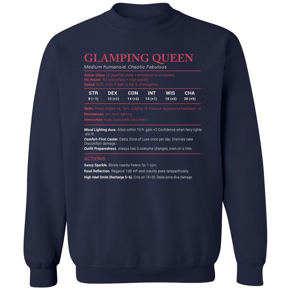 Glamping Queen Stats Classic Unisex Sweatshirt - Navy - 2