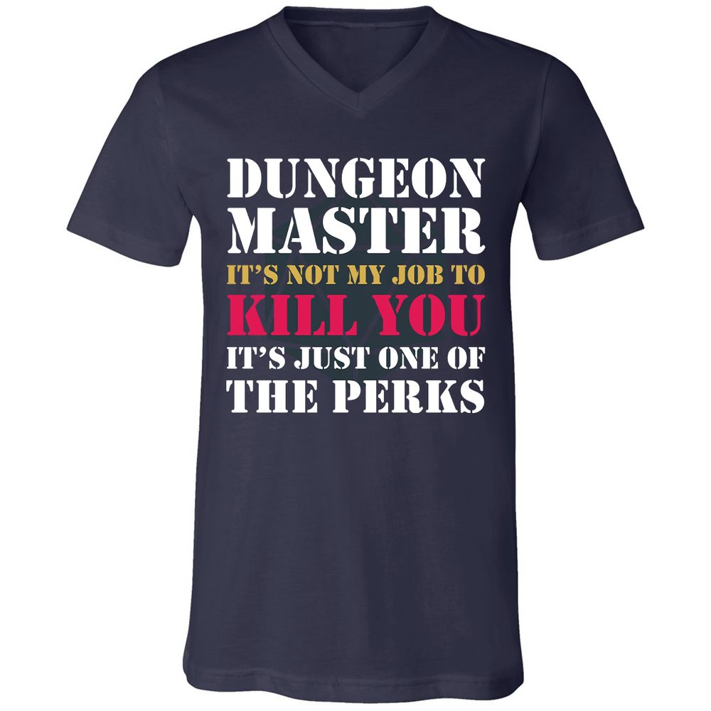 DUNGEON MASTER NOT MY JOB Unisex V-Neck T-Shirt - Navy - 2