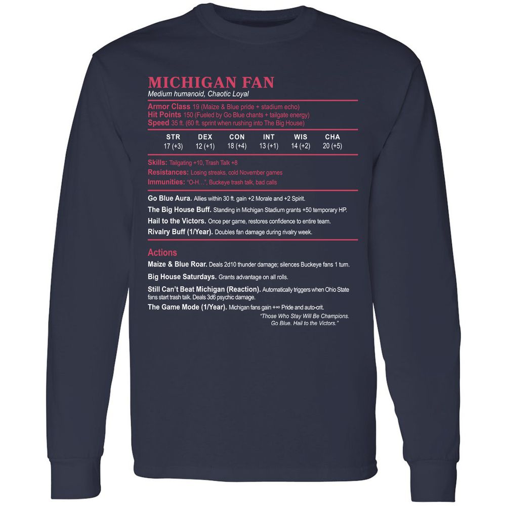 MICHIGAN FAN Long Sleeve T-Shirt - Navy - 2