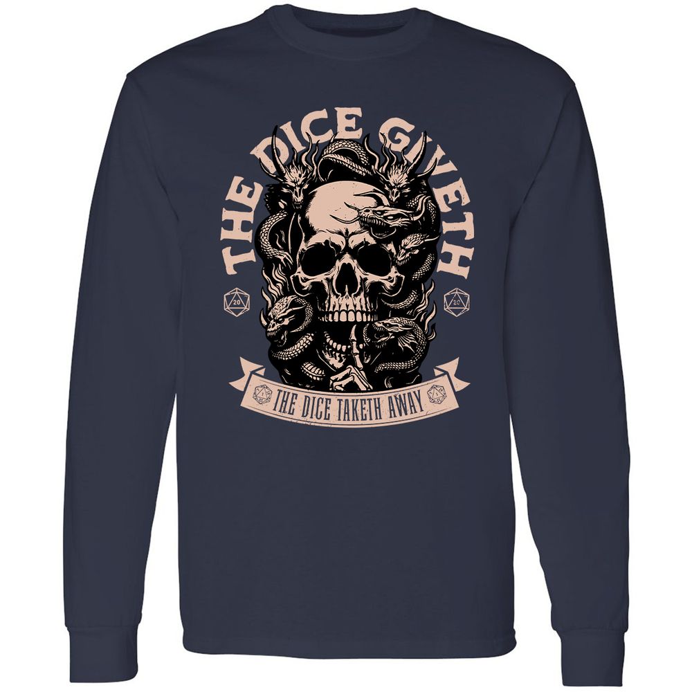 The Dice Giveth The Dice Taketh Away Long Sleeve T-Shirt - Navy - 2