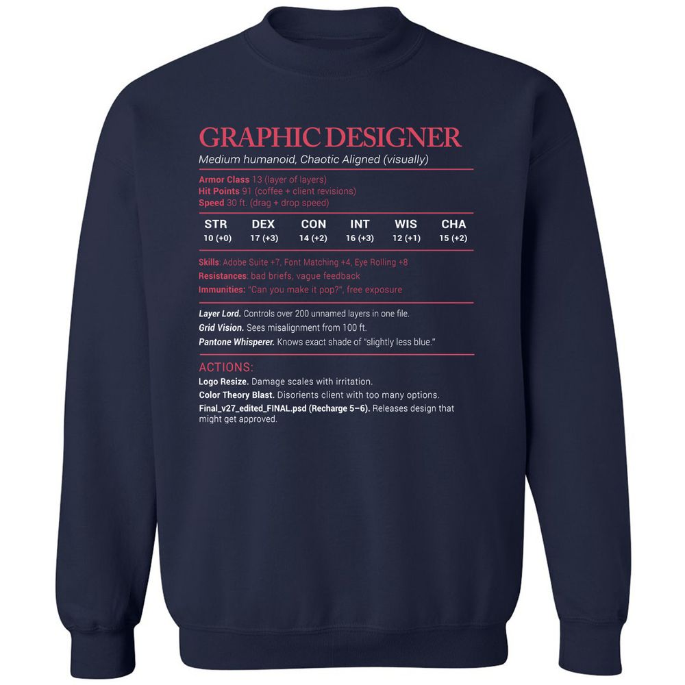 Graphic Designer Stats Classic Unisex Sweatshirt - Navy - 2