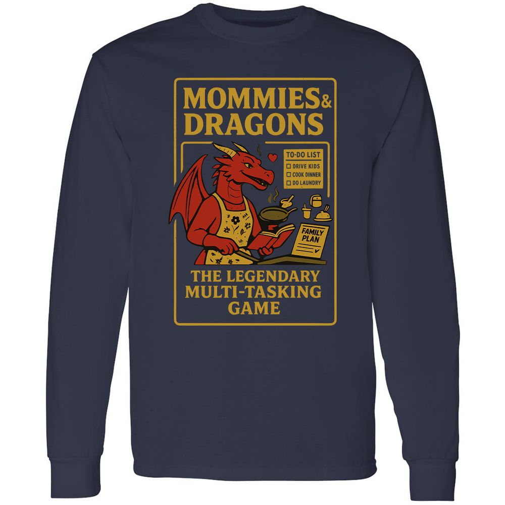 Mommies & Dragons Long Sleeve T-Shirt - Navy - 2