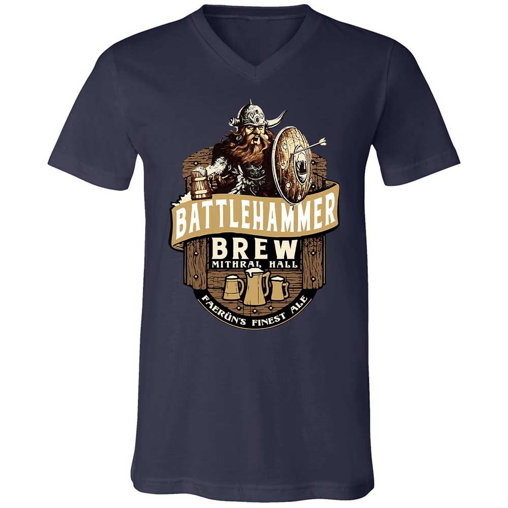 Battlehammer Brew Unisex V-Neck T-Shirt - Navy - 2