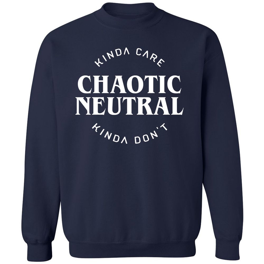 Chaotic Neutral Alignment Kinda Care Kinda Don't Classic Unisex Sweatshirt - Navy - 2