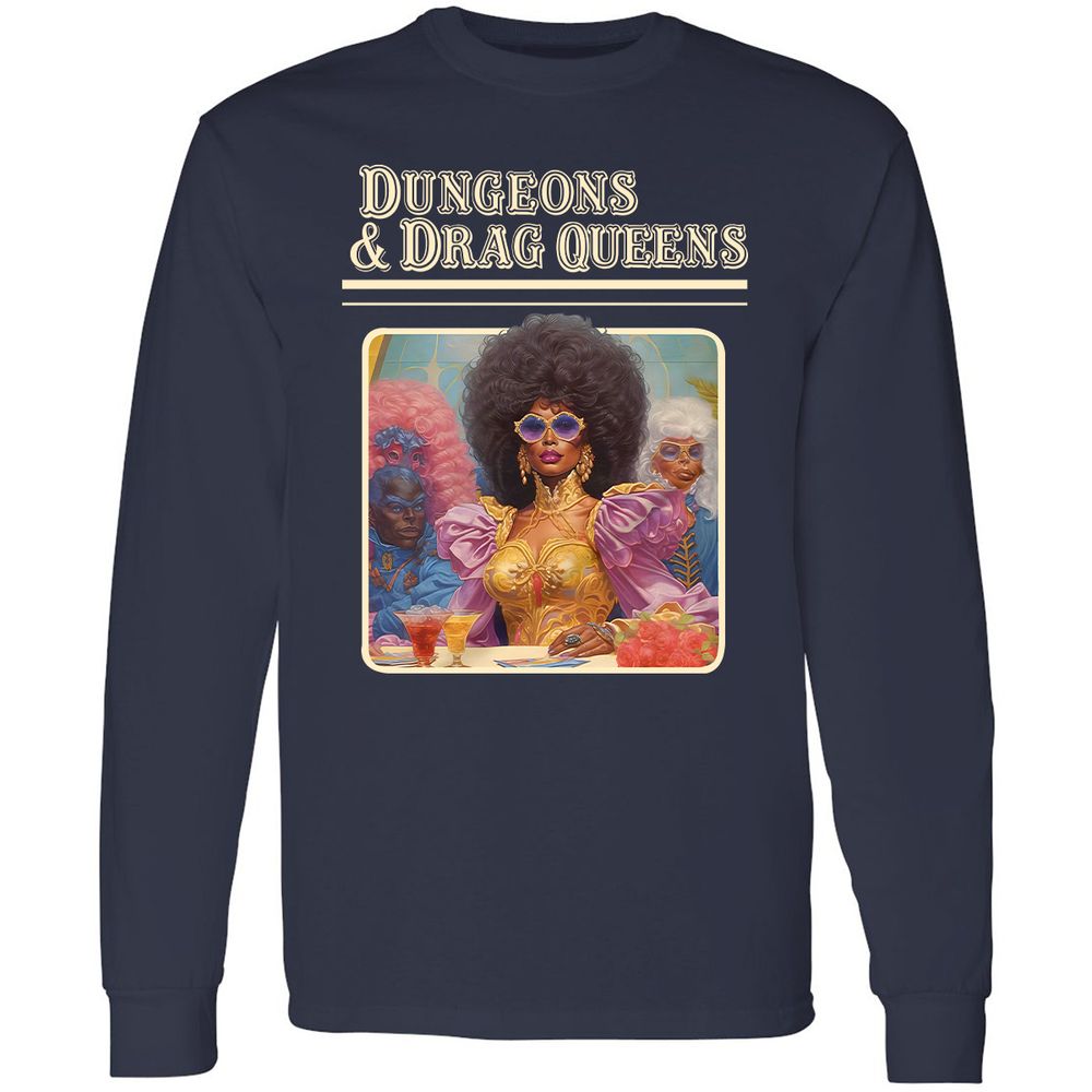 Dungeons & Drag Queens Long Sleeve T-Shirt - Navy - 2