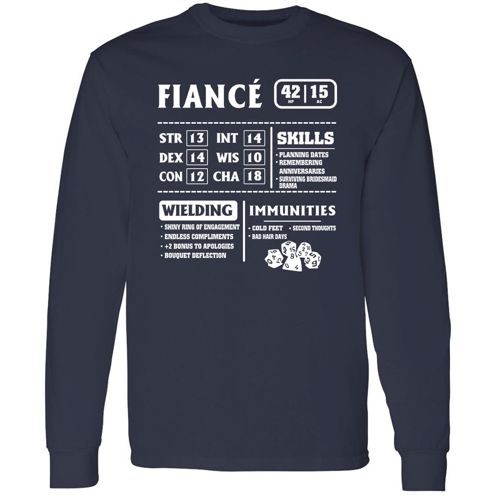 Fiance Stats Long Sleeve T-Shirt - Navy - 2