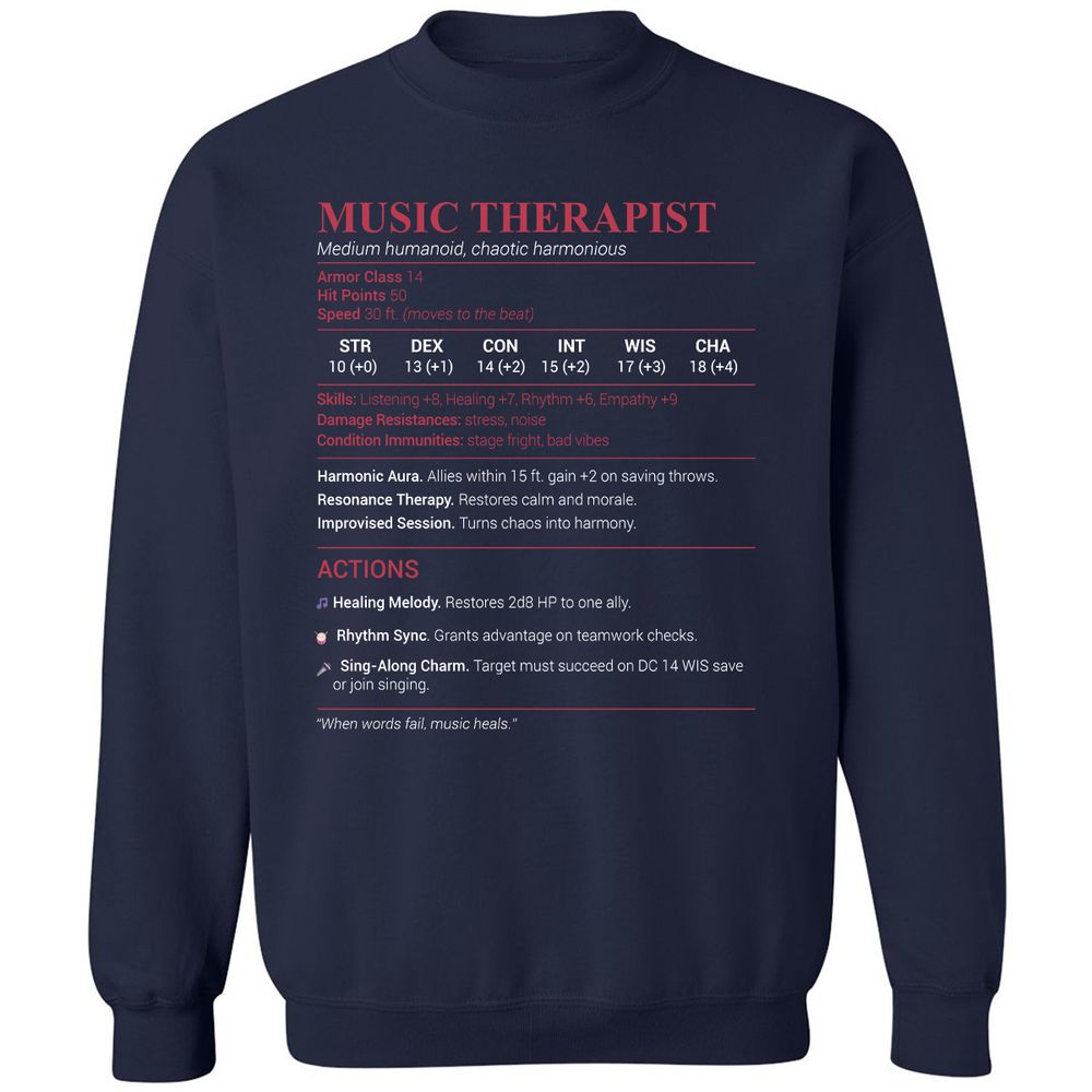 Music Therapist Classic Unisex Sweatshirt - Navy - 2