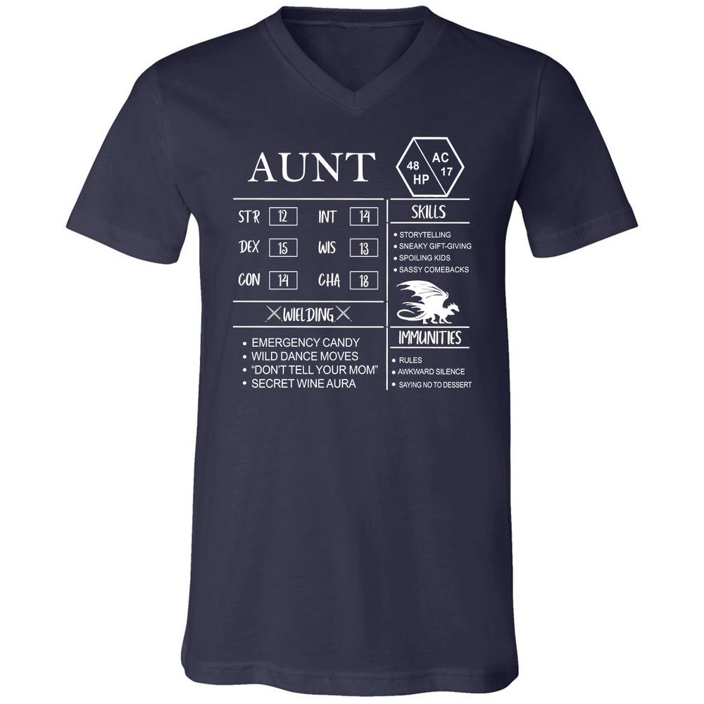 Aunt Stats Unisex V-Neck T-Shirt - Navy - 2