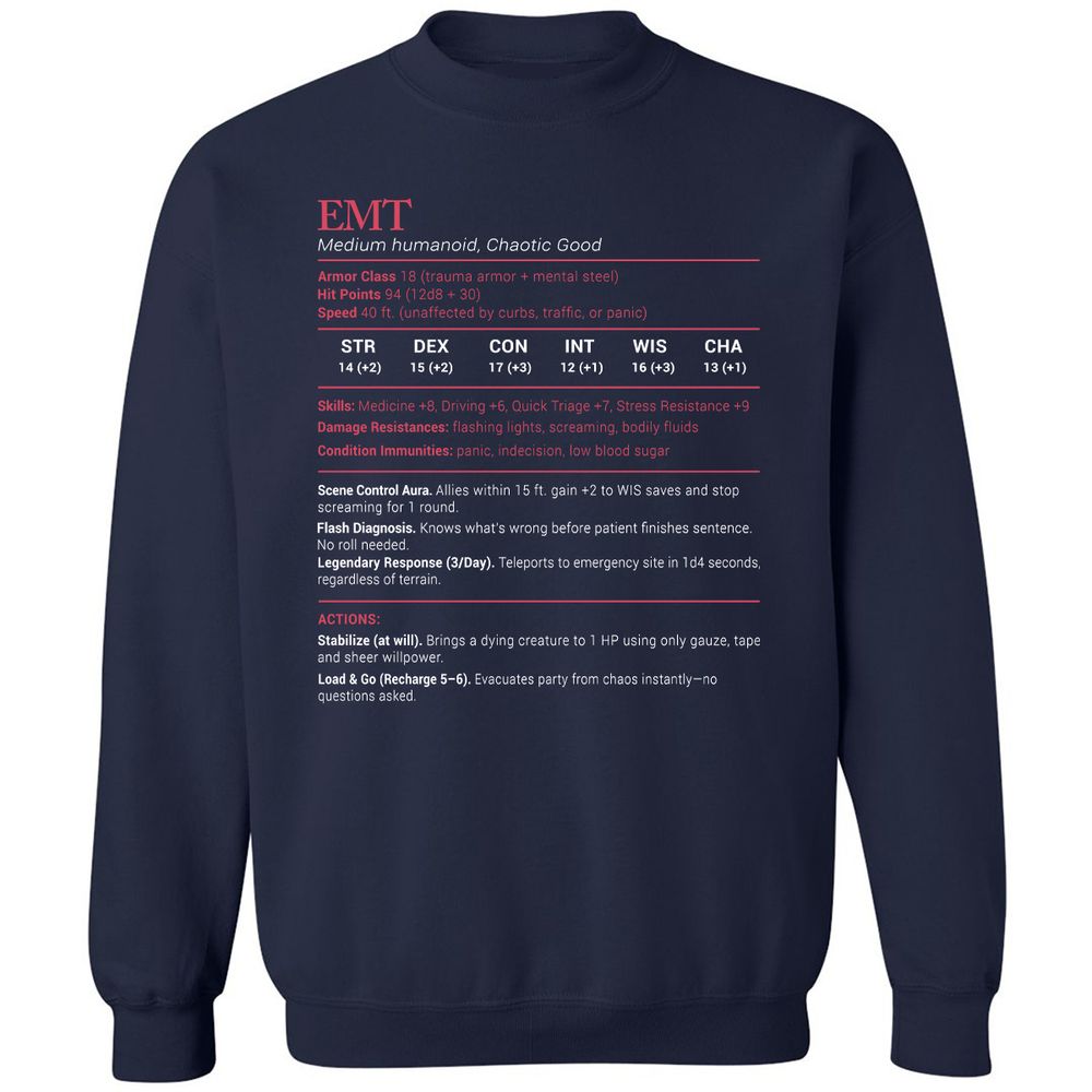 EMT Stats Classic Unisex Sweatshirt - Navy - 2