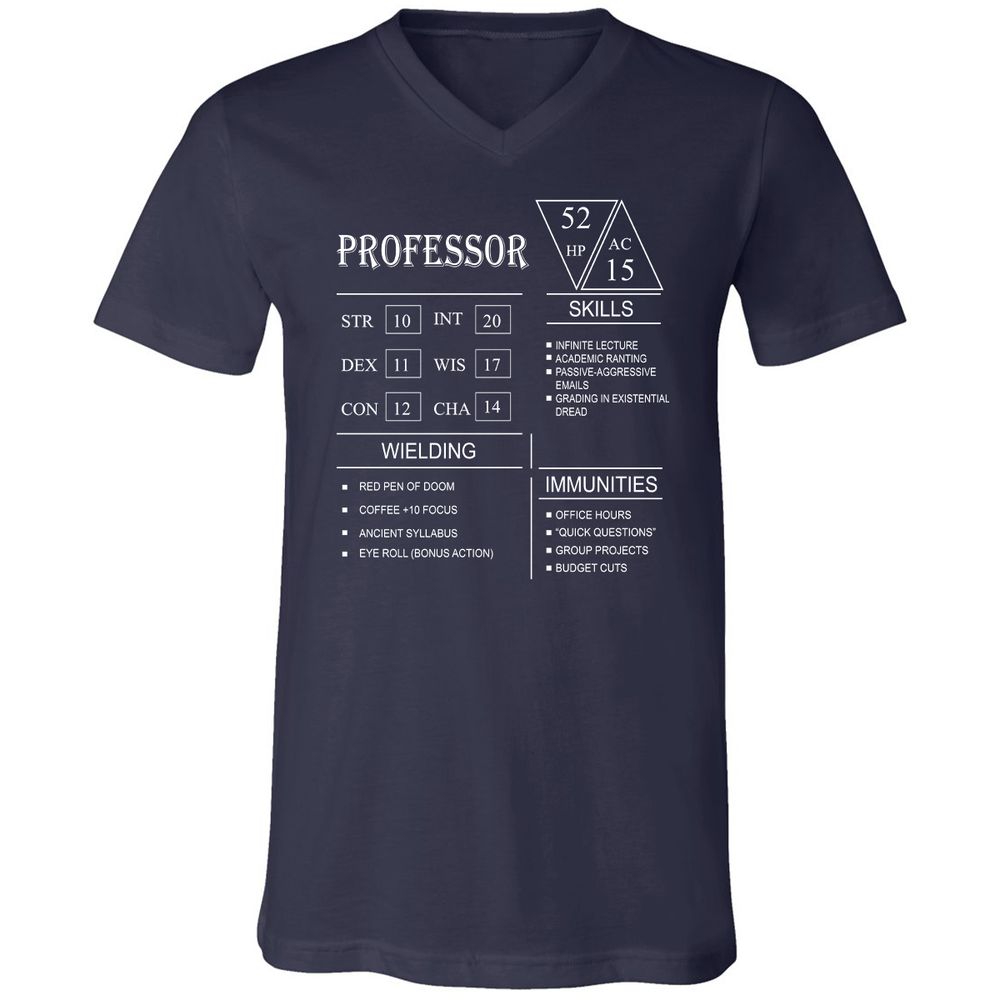 Professor New Unisex V-Neck T-Shirt - Navy - 2