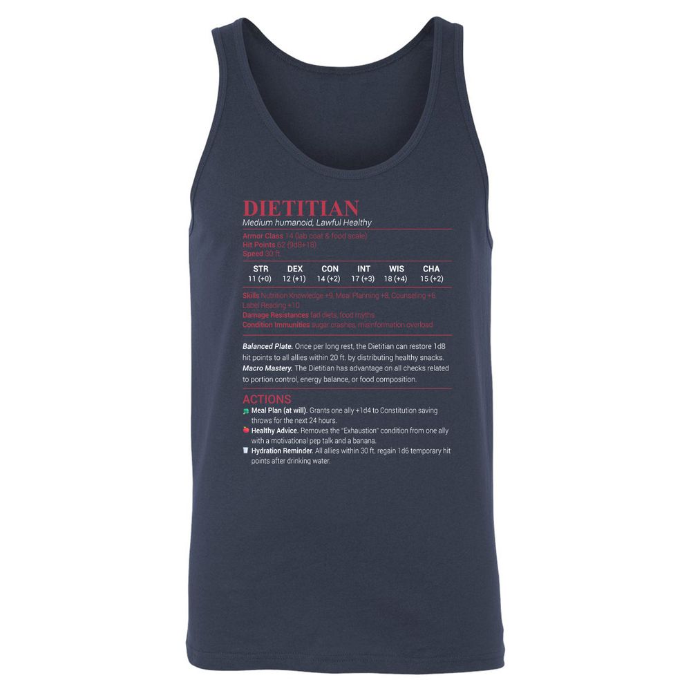 Dietitian Unisex Jersey Tank - Navy - 2