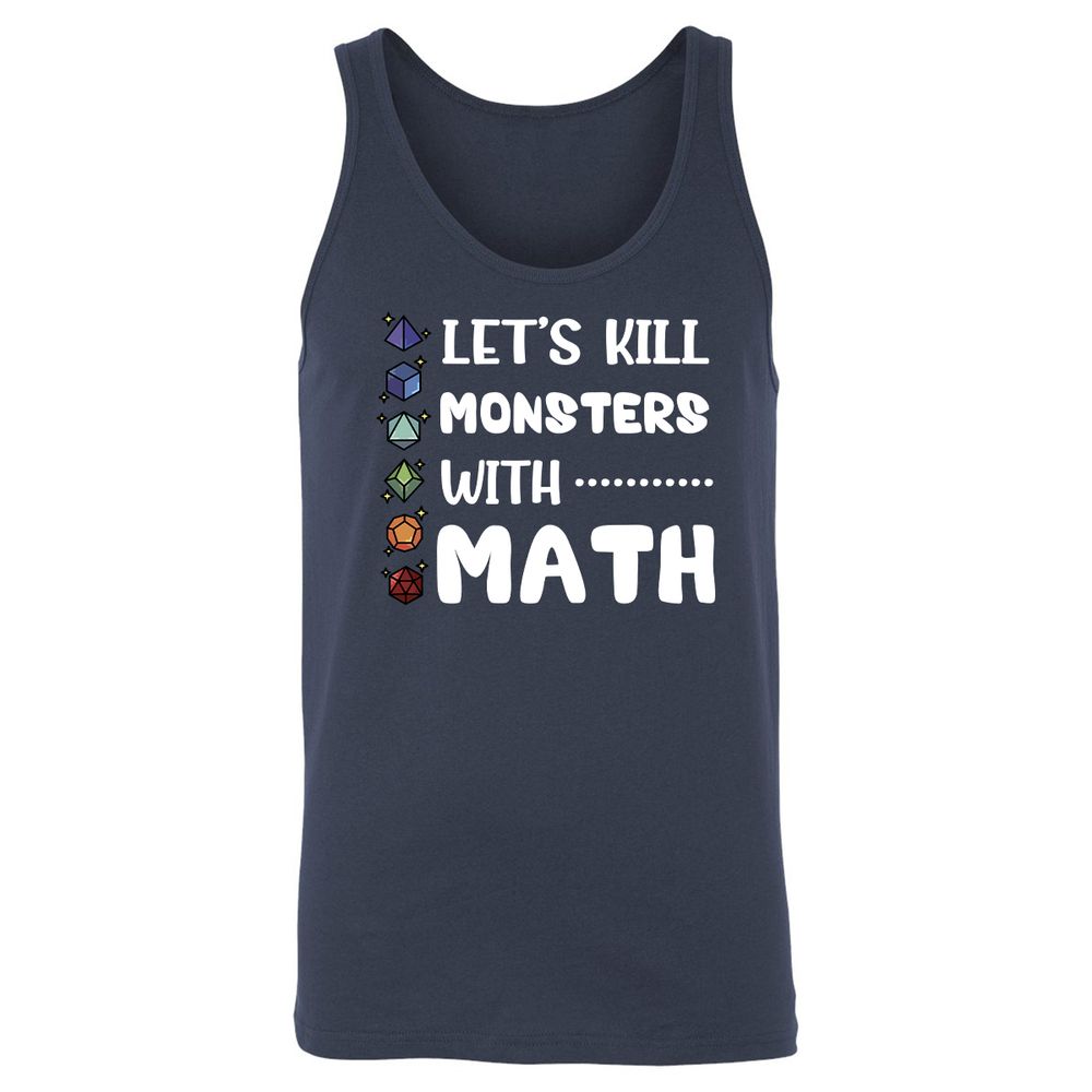 Let's Kill Monsters With Math Unisex Jersey Tank - Navy - 2