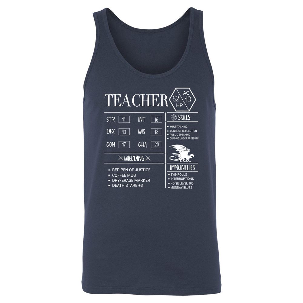 Teacher New Unisex Jersey Tank - Navy - 2