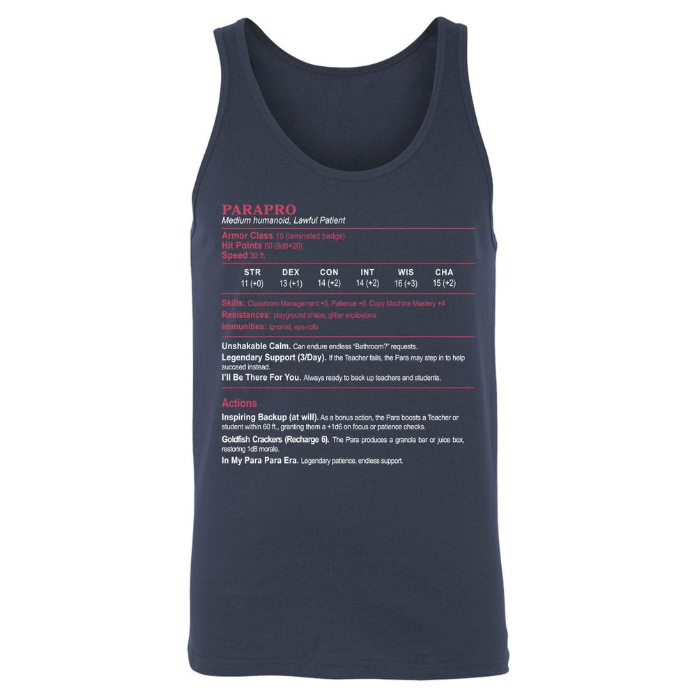 para Unisex Jersey Tank - Navy - 2