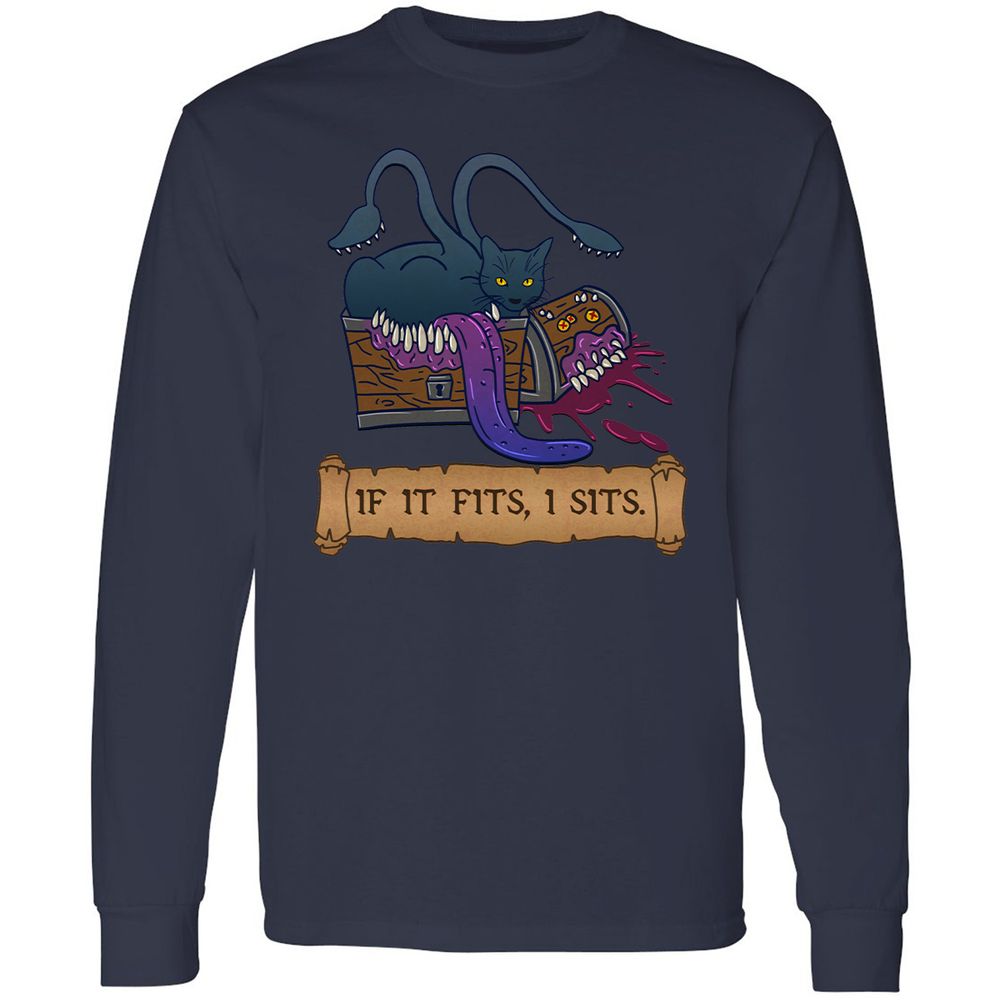 If It Fits I Sits Long Sleeve T-Shirt - Navy - 2