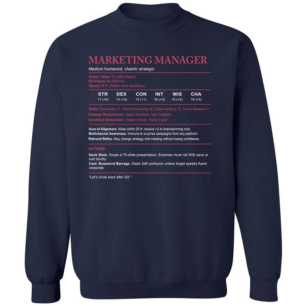 Marketing Manager Stats Classic Unisex Sweatshirt - Navy - 2