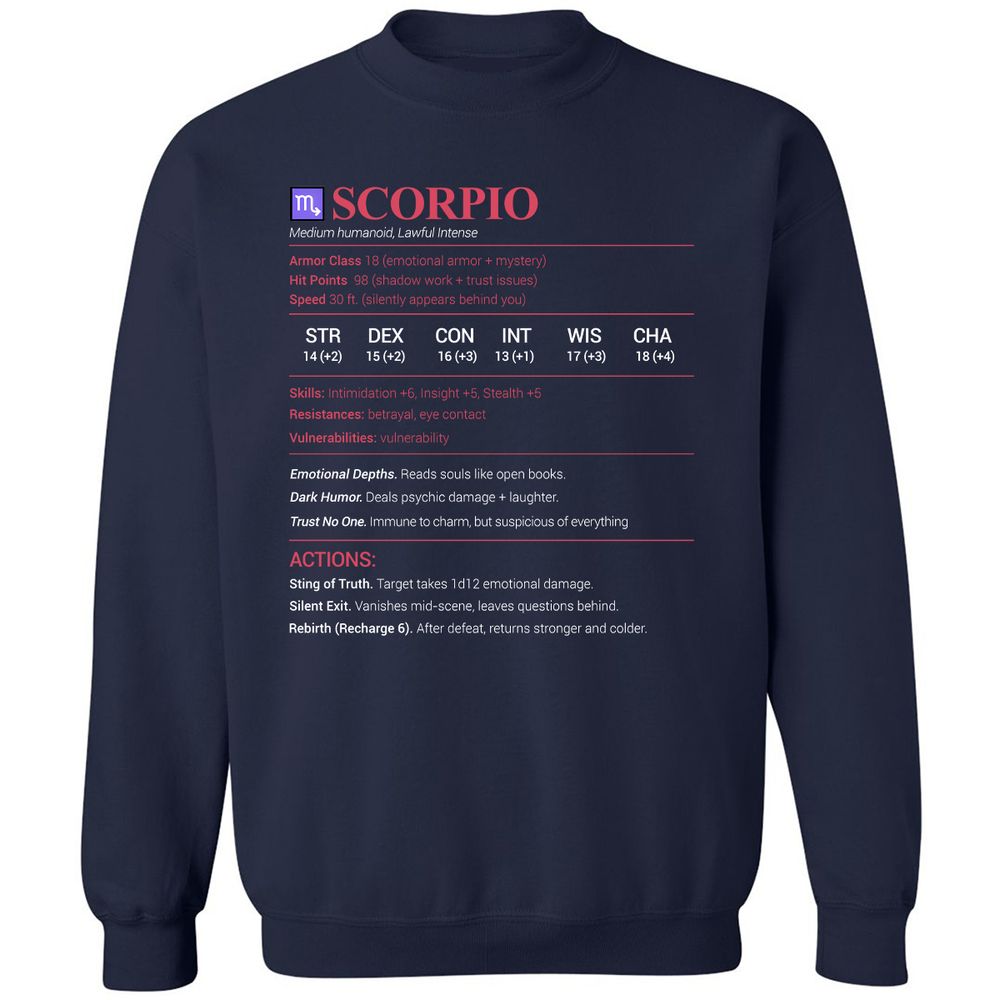 Scorpio Stats Classic Unisex Sweatshirt - Navy - 2