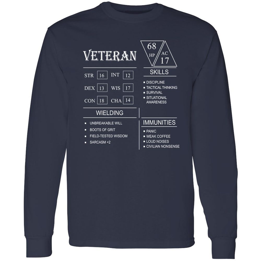 Veteran New Long Sleeve T-Shirt - Navy - 2