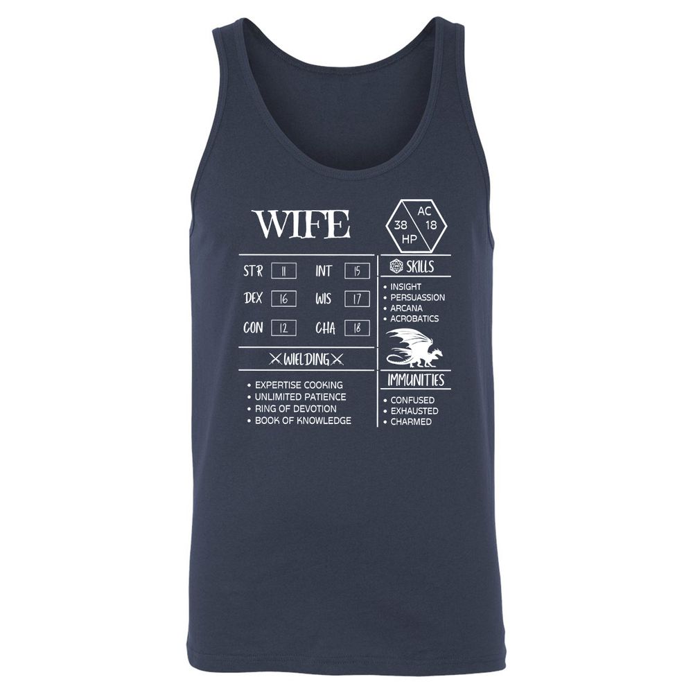 Wife Stats 2 Unisex Jersey Tank - Navy - 2