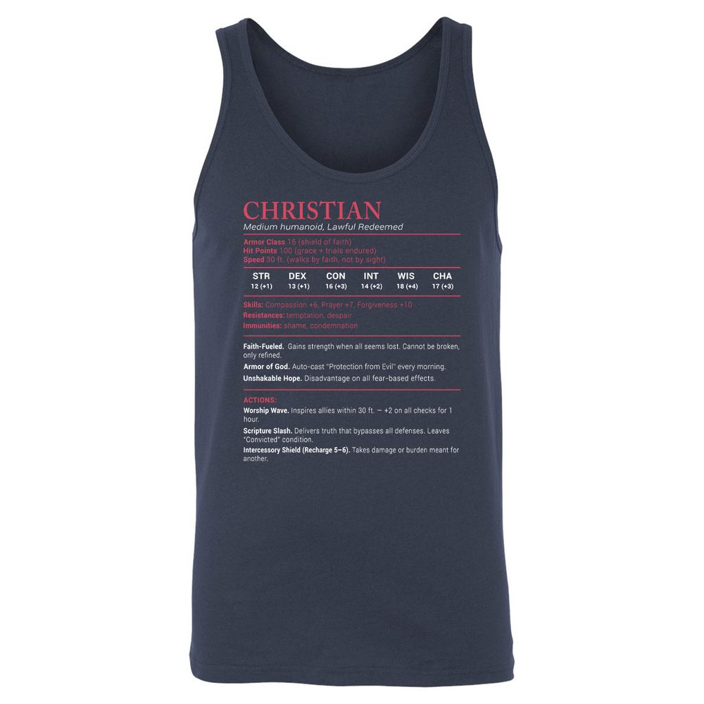 Chistian Stats Unisex Jersey Tank - Navy - 2