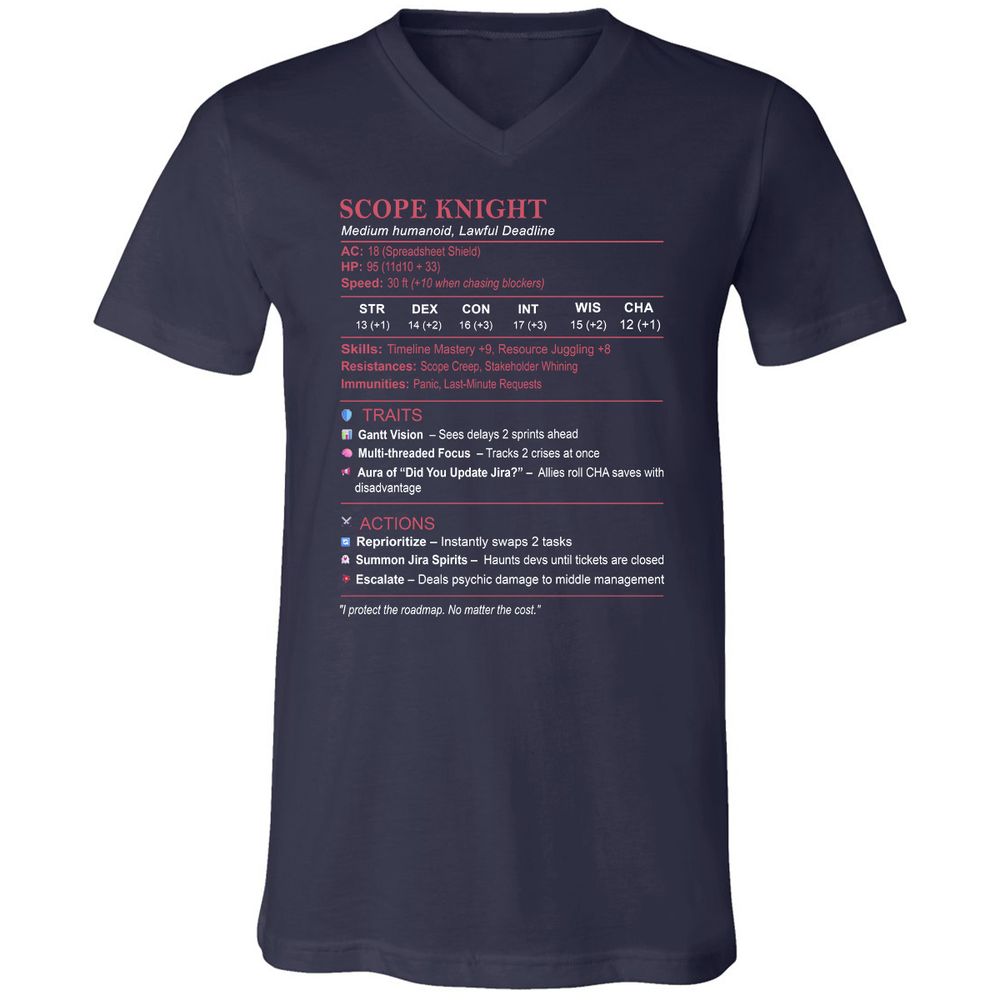 PM Stats Unisex V-Neck T-Shirt - Navy - 2