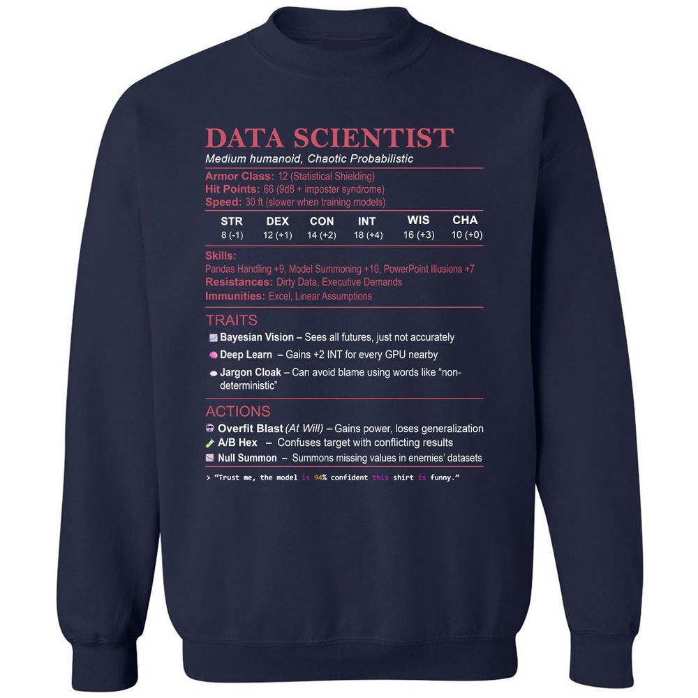 Data Scientist Stats Classic Unisex Sweatshirt - Navy - 2