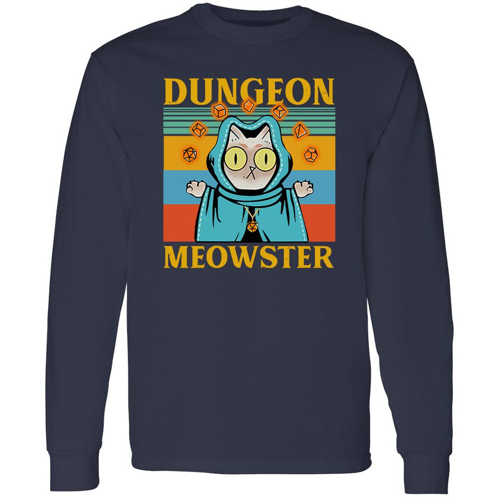 Dungeon Meowster Long Sleeve T-Shirt - Navy - 2