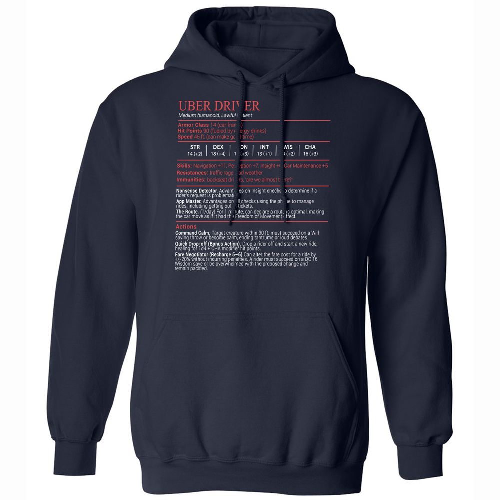 Uber Driver Stats Block Classic Unisex Hoodie - Navy - 2