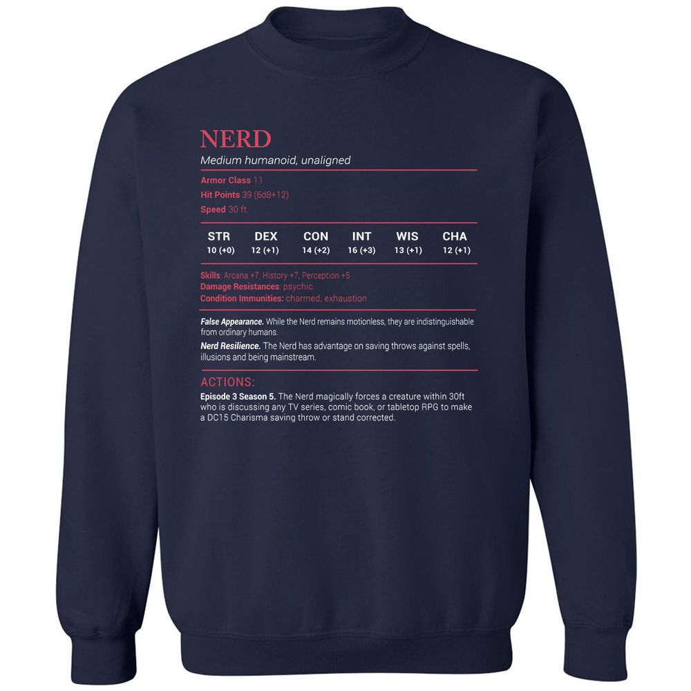 Nerd Stats Classic Unisex Sweatshirt - Navy - 2