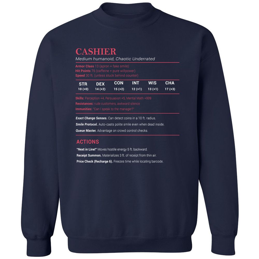 Cashier Stats Classic Unisex Sweatshirt - Navy - 2